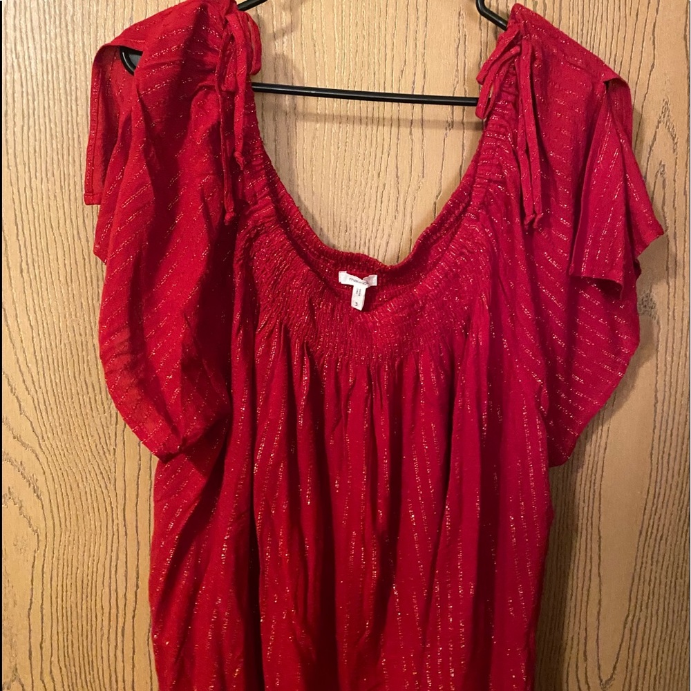 Red and gold off the shoulder top